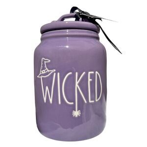 NEW WICKED Purple Ceramic Canister Rae Dunn Witch Hostess Gift